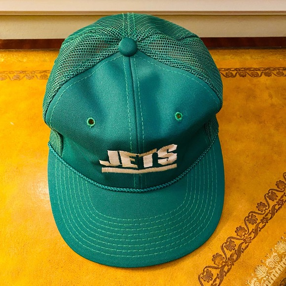 VTG NFL New York Jets Mesh Snapback Green Trucker Hat Macgregor Sports Specialty - Picture 3 of 8